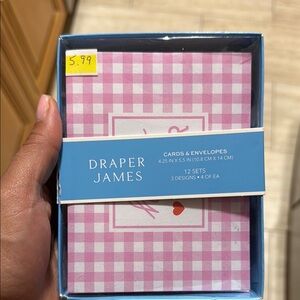 New Draper James Pink Gingham Stationery Set
